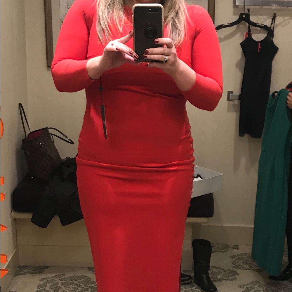 Chiara Boni Red Sheath Dress with Dolman Sleeves - Picture 2 of 2